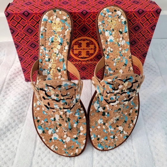 Lovely Tory Burch Miller Floral Summer Sandals Shoes Thongs Flats 8 New in Box - Picture 6 of 7
